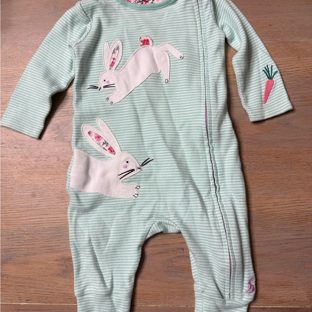 Striped Mint Green Bunny One Piece